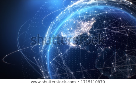 Stok fotoğraf: Digital Globe With Satellites And Net