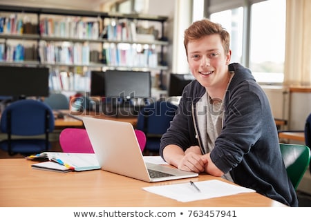 ストックフォト: Portrait Of College Students Working Indoors Looking Happy