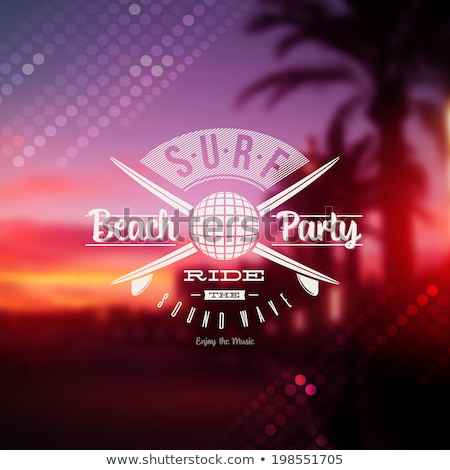 Foto stock: Vector Summer Beach Party Flyer Design With Disco Ball
