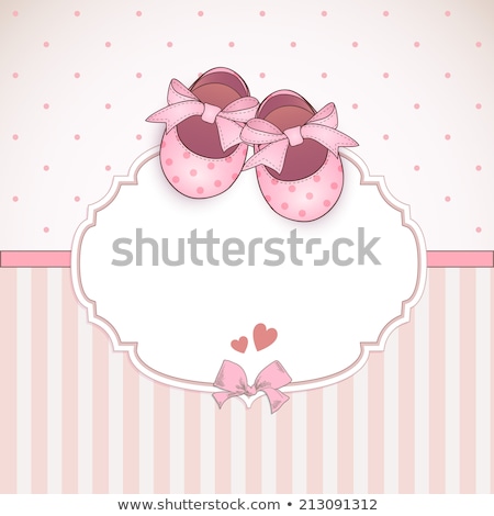 Stock fotó: Baby Girl Announcement Card