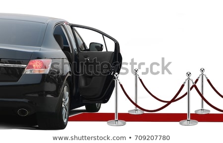 Stockfoto: Black Limo And Red Carpet Over White