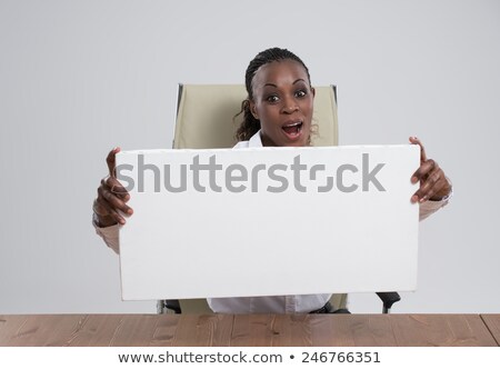 [[stock_photo]]: African Business Woman Portrait Workplace Blank White Board