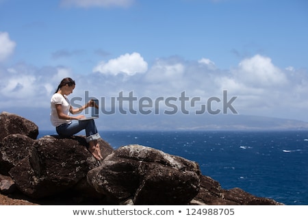 Foto stock: Ujer · en · la · playa · de · Maui