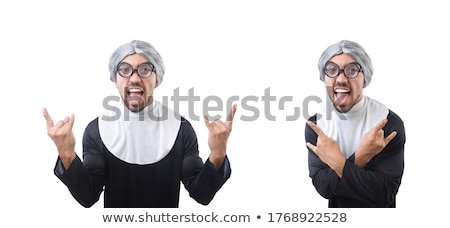 Stock fotó: Young Man Wearing As Nun Isolated On White