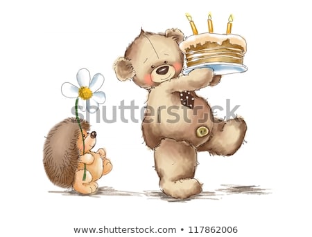 Foto d'archivio: Childish Birthday Card With Teddy Bear