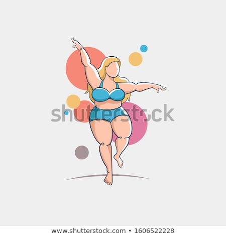 Foto d'archivio: Girl Silhouette Sketch Plus Size Model Curvy Woman Symbol Vector Illustration