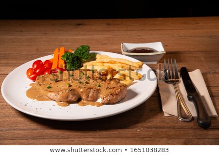 Stock fotó: Grilled Beef Steak With Pepper Sauce