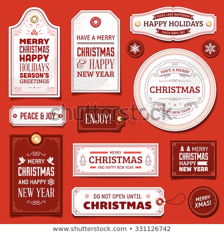 Christmas Label With Red Bow Foto stock © cajoer