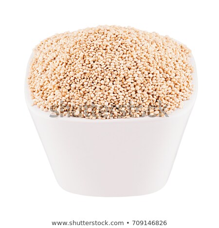 Stok fotoğraf: Quinoa Real In White Bowl Closeup Isolated Template For Menu Cover Advertising