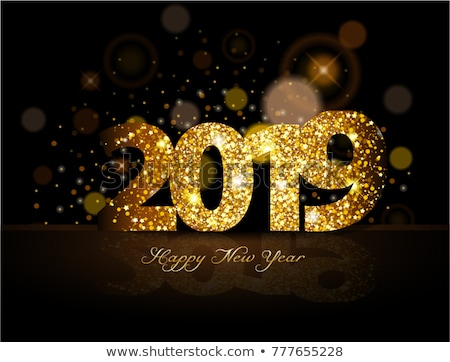 Foto d'archivio: Vector Happy New Year 2018 Illustration On Shiny Lighting Background With Typography Design