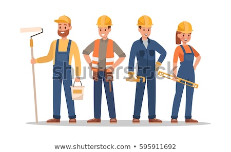 Stock photo: Carpenter Builder Cartoon Character