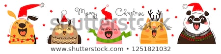 Сток-фото: Be Merry Winter Holidays Joy Postcards With Pigs