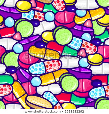 Stockfoto: Lot Of Pills And Capsules Medicine Or Dietary Supplements Healthy Lifestyle Alcohol Markers Style