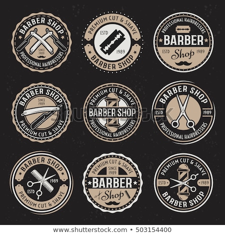 [[stock_photo]]: Color Vintage Hairdresser Salon Emblems