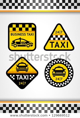 Racing Background Vertical And Taxi - Set Retro Stickers Stok fotoğraf © Ecelop