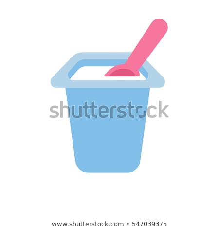 Сток-фото: Yogurt Cup With A Spoon Flat Icon Vector Illustration