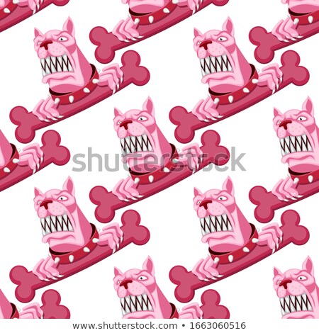 Foto d'archivio: Angry Dog Seamless Pattern Background Of Aggressive Animal With
