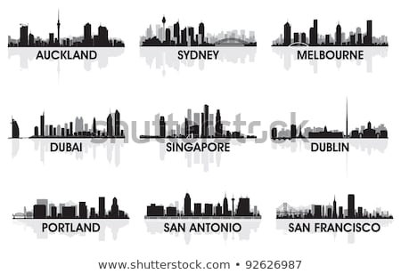 Stock fotó: Singapore City Skyline Silhouette Background