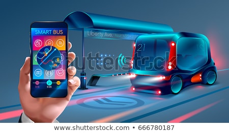 Stok fotoğraf: Autonomous Public Transport Concept Vector Illustration