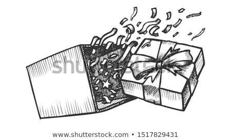Stok fotoğraf: Opened Gift Box With Confetti Explosion Ink Vector