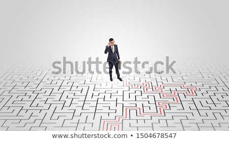 Zdjęcia stock: Young Entrepreneur Standing In A Middle Of A Labyrinth