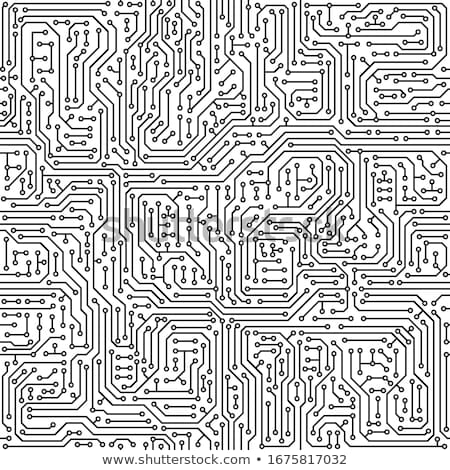 Stock foto: Simple Black Vector Abstract Circuit Board Pattern