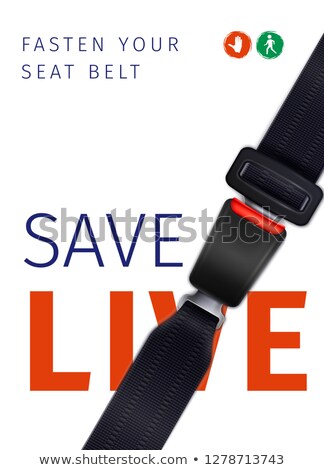 Foto stock: Realistic Safety Belt Lock With Red Button On White