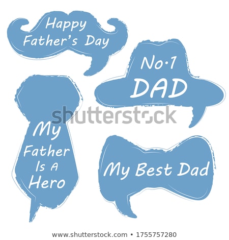 Foto stock: Holiday Greetings Label Tag Sticker Template For Happy Fathers Day In Shape Of Mustache Tie Bow