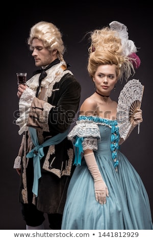 Stok fotoğraf: Baroque Fashion Blond Womand Drinking Red Wine