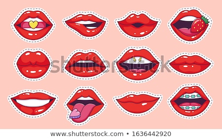 Zdjęcia stock: Cartoon Female Mouths With Glossy Lips