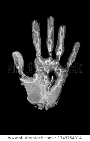 Foto stock: White Handprint On A Black Background