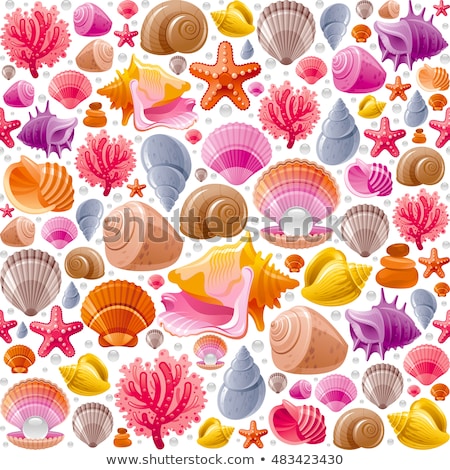 Stok fotoğraf: Underwater World Banner With Seashell Vector Illustration