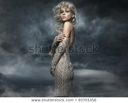 Stock foto: Chöne · junge · blonde · Frau · im · Abendkleid