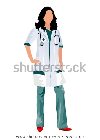 Stockfoto: Nurse Woman With White Doctors Smock Vector Illustration