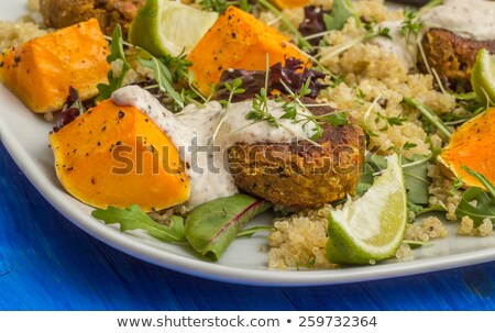 Stock fotó: Quinoa With Roasted Pumpkin Falafel And Lettuce