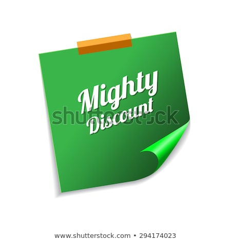 Сток-фото: Mighty Discount Green Sticky Notes Vector Icon Design