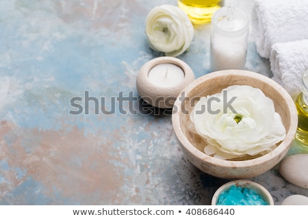 Stock fotó: White Floating Ranunculus Flowers Spa Wellness Background