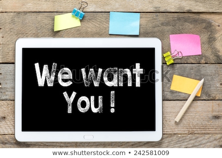 Foto stock: We Want You On Wooden Table