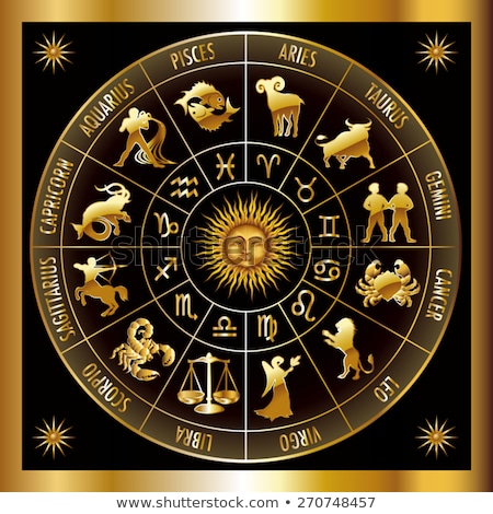 Foto d'archivio: Vector Gold And Black Zodiac Signs