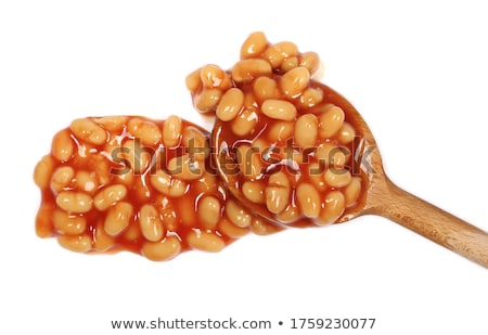 Сток-фото: Spoon Of Of Beans In Tomato Sauce