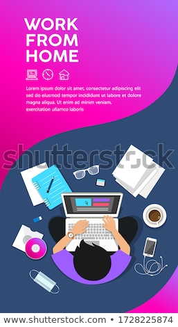 Office Work Poster Man Woman At Workplace Vector Foto stock © Sarunyu_foto