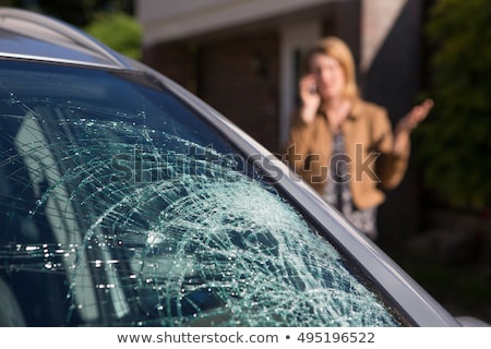 ストックフォト: Woman Calling For Assistance After Car Accident