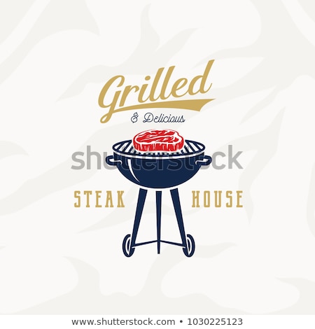 Foto stock: Color Vintage Barbecue Emblem