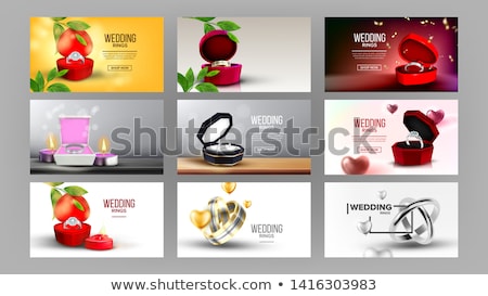 Stock foto: Diamond Wedding Ring In Box Landing Page Vector