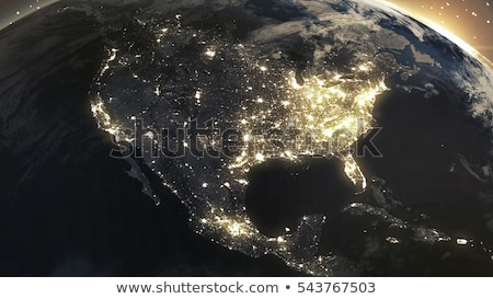 [[stock_photo]]: City Lights On World Map North America