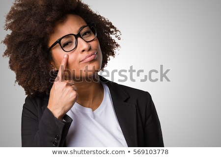 Imagine de stoc: Closeup Portrait Of Young Pretty Business Woman Standing At Her