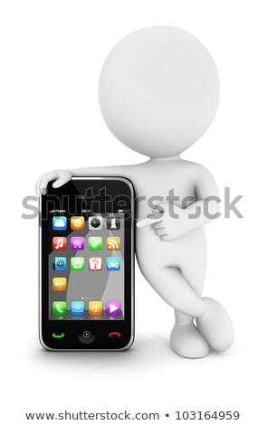 3d Man And Mobile [[stock_photo]] © 3dmask