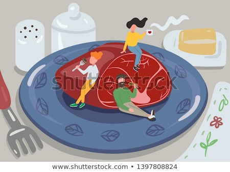 Foto d'archivio: Big Plate With A Little Piece Of Food And Woman Hands