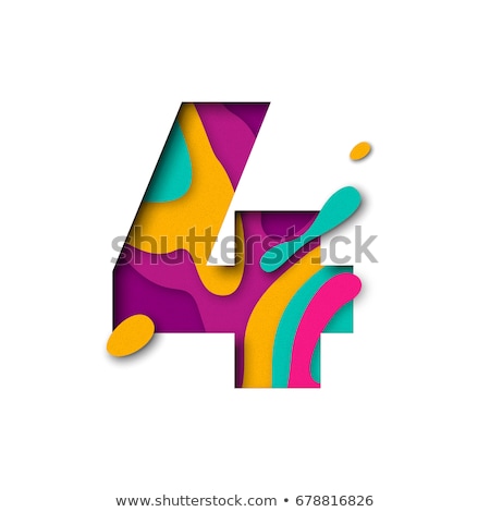 Stok fotoğraf: 4 Number Violet Vector Icon Design