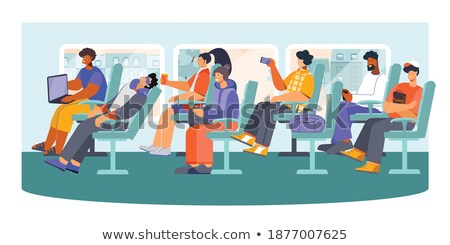 Foto stock: Illustration Of Vector Travel Flat Design Composition With Long